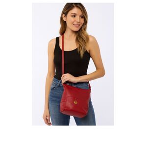 Vintage leather crossbody lipstick red by Sereta.